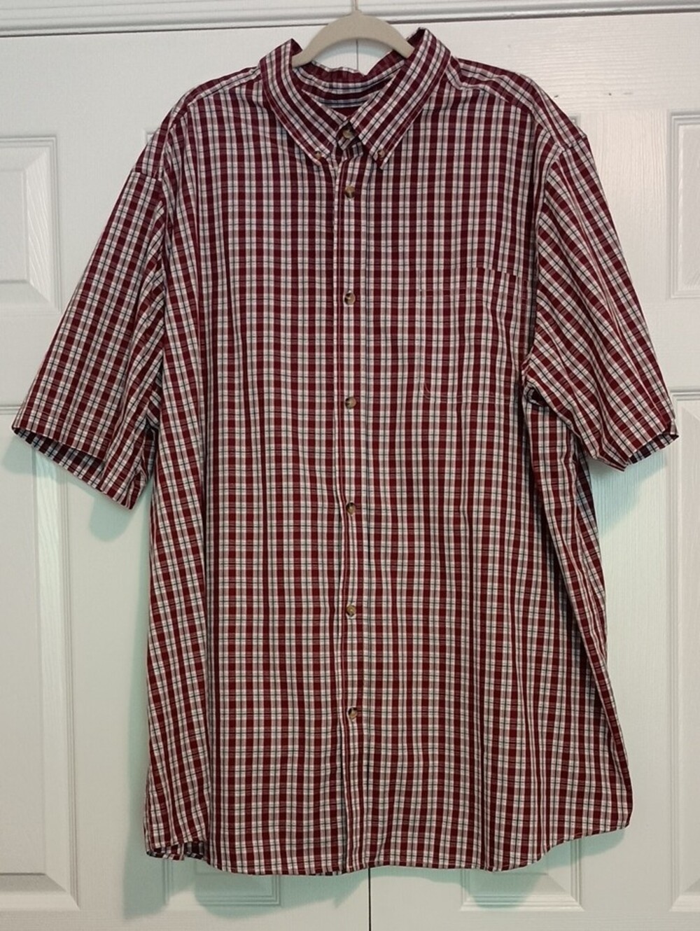 Men's King Size Red Plaid Short-Sleeve Button-Up Shirt 3XLT